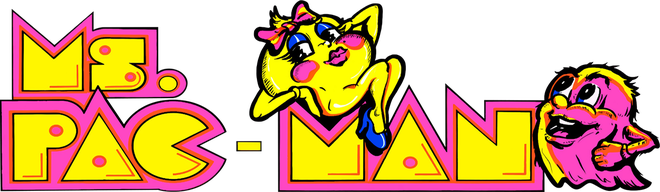 Ms. Pac Man Logo Png (yellow, black)