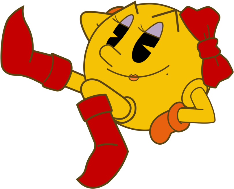 Ms Pacman Png Image (red, black, gold)