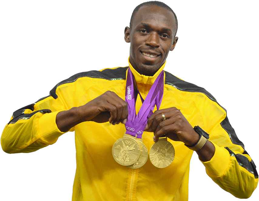 Usain Bolt Png Isolated Image (olive, black, gold)