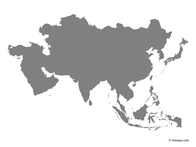 Asia Map Transparent (black, gray)