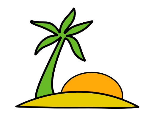 Island Transparent Background (olive, black, gold, white, orange)