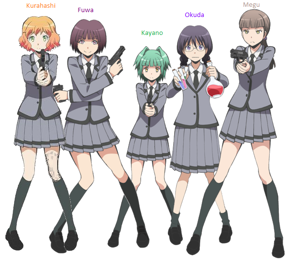 Assassination Classroom Characters Transparent Background (white, silver)