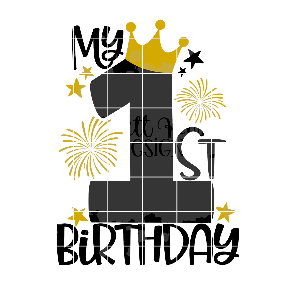 1St Birthday Transparent Png (black)