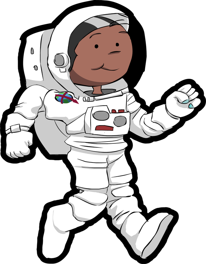 Astronaut Cartoon Png Pic (white, black, gray, silver)