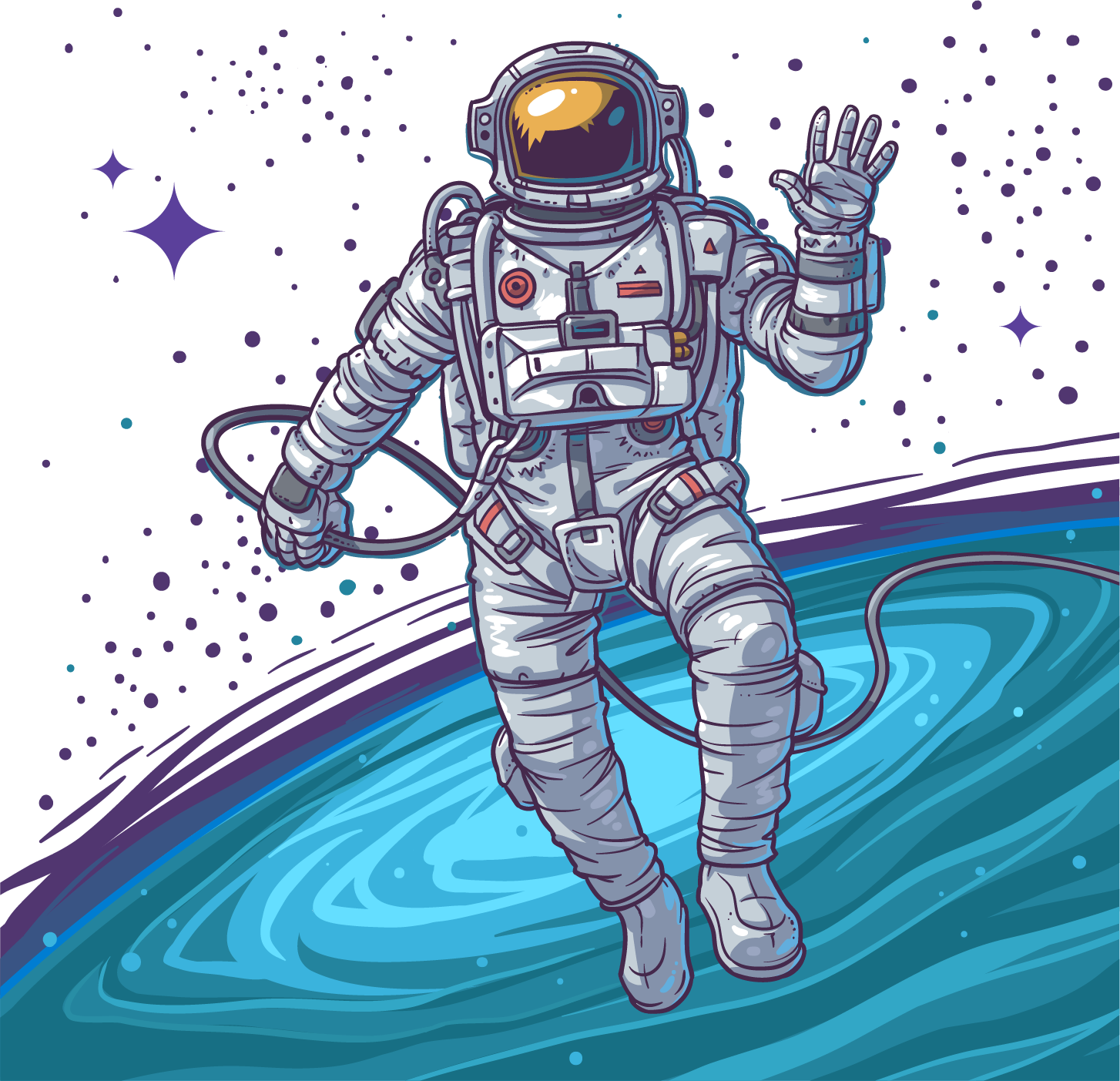 Astronaut Vector Png Image (greenish blue, teal, white)