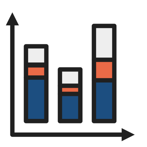 Stacked Bar Chart Free Png Icon Download (lavender, black, teal)