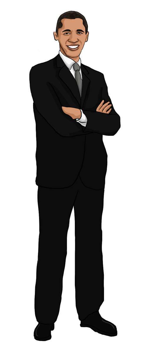 Standing Barack Obama Transparent Png (black)