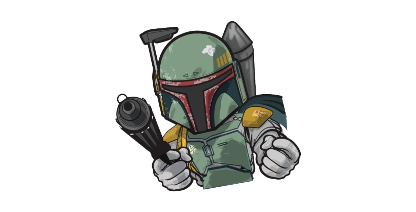 Star Wars Boba Fett Png Clipart (black, white, gray)