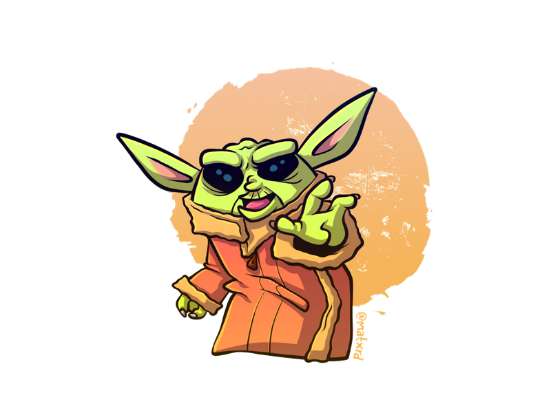 Star Wars Cute Baby Yoda Png Clipart (black, pink, salmon)