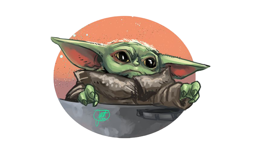 Star Wars Cute Baby Yoda Png File (white, gray, salmon)