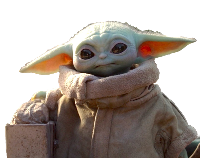 Star Wars Cute Baby Yoda Png Image (black, white, gray)