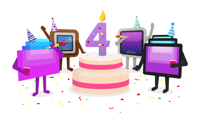 4Th Anniversary Png File (purple, black, purplish red, salmon, pink)