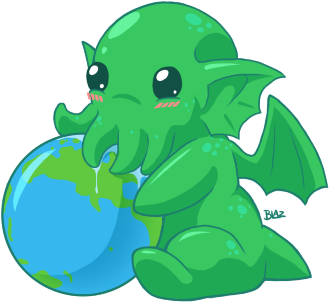 Cthulhu Monster Png File (greenish blue, black, teal, olive)