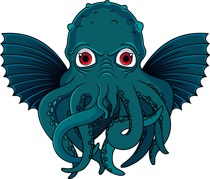 Cthulhu Monster Transparent (teal, gray)