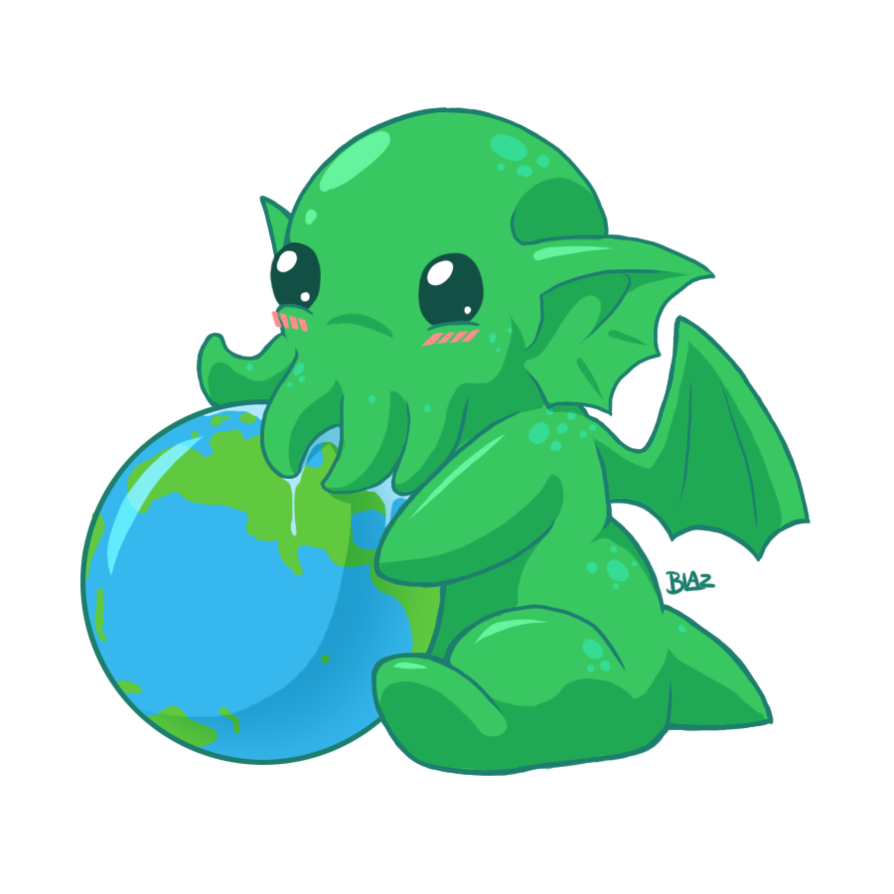 Cthulhu Png Transparent (olive, black, greenish blue, teal)