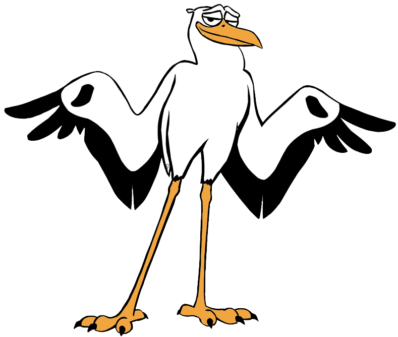 Stork Transparent Isolated Background (black, gray, lavender, white)