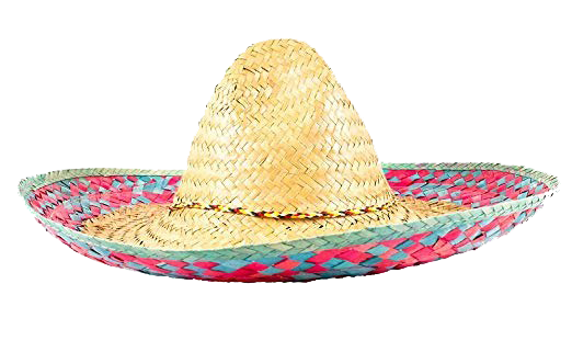 Straw Mexican Hat Png File (black, silver, pink)