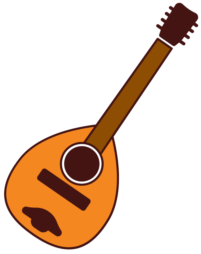 Stringed Banjo Instrument Png (black, maroon, olive, orange)