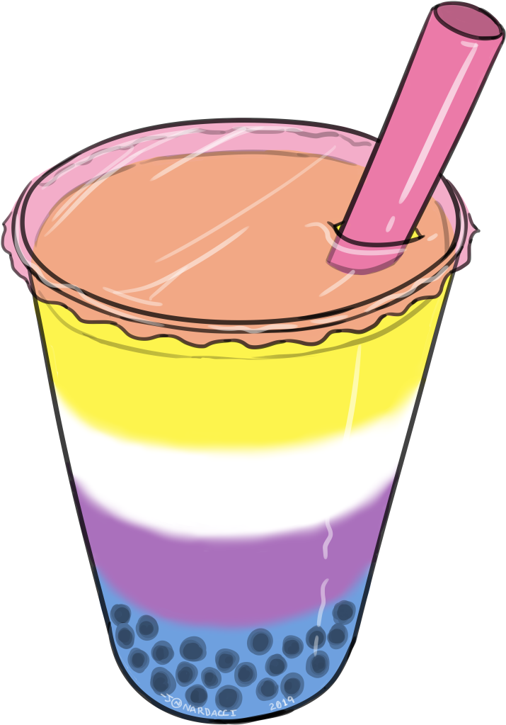 Bubble Tea Png File (yellow, white, black, salmon, gray)