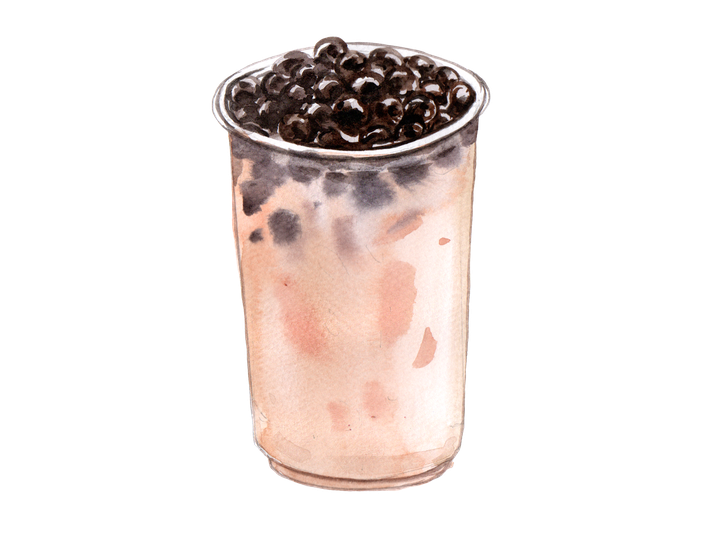 Bubble Tea Transparent Background (white, beige, black, gray)