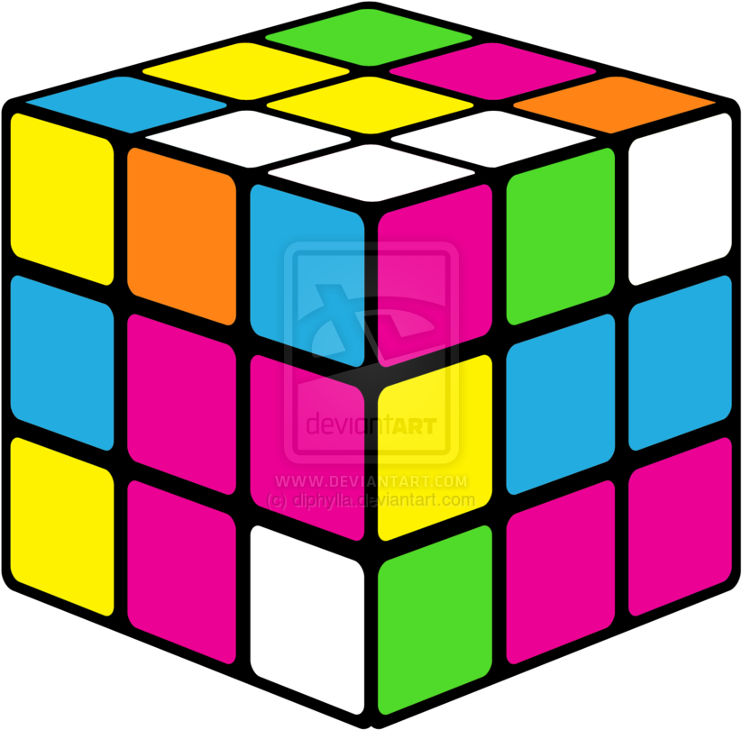 Rubiks Cube Png Pic (purplish red, yellow, black, greenish blue, white)