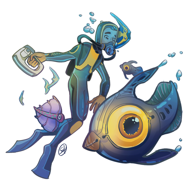 Subnautica Game Png Isolated Image (black, gray)