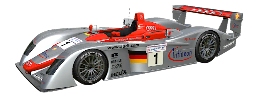 Audi R18 Le Mans Png File (white, black, gray, silver)