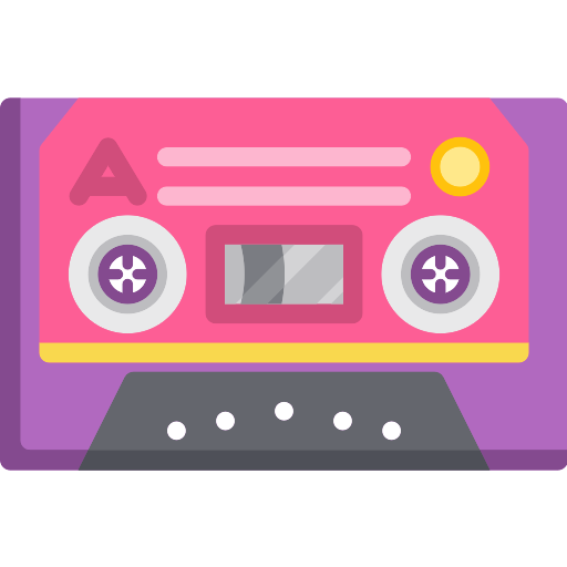 Audio Cassette No Background (gray, plum, black, salmon, pink)