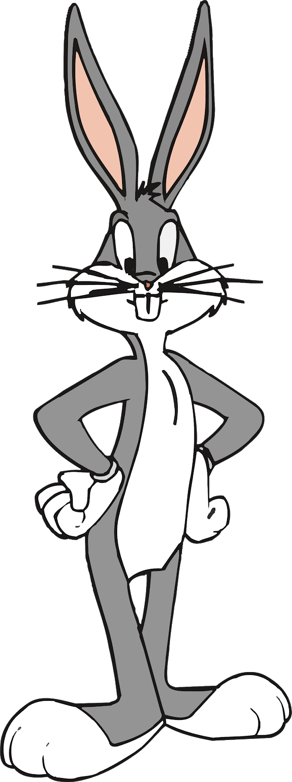 Bugs Bunny Cartoon Transparent Background (white, black, gray)