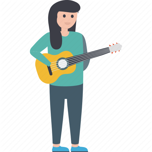 Guitar Girl Png Transparent Image (indigo, black, gray)