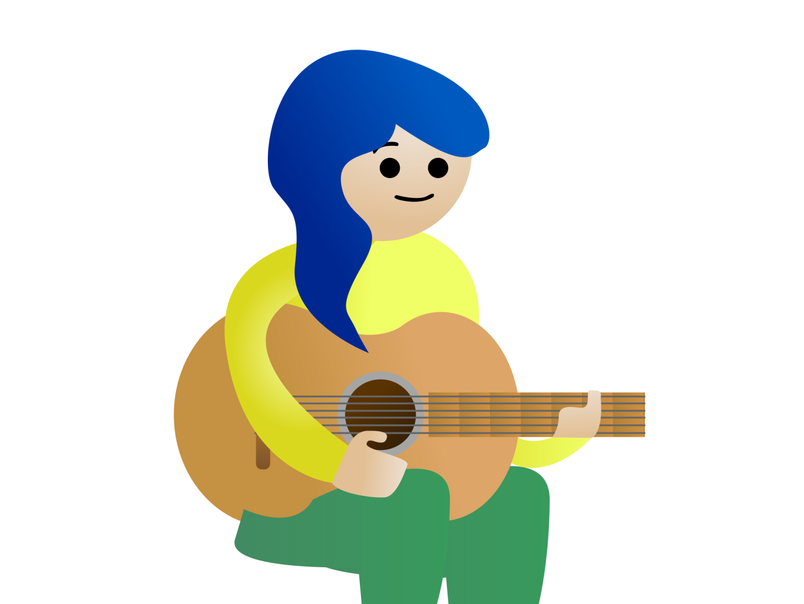 Guitar Girl Transparent Png (yellow, teal, salmon, chocolate, black)