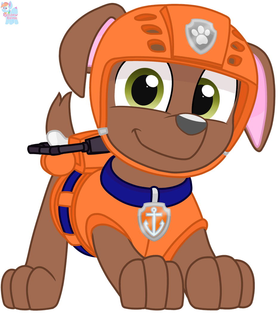 Zuma Rainbow Eevee Paw Patrol Png (black, white, gray, salmon)