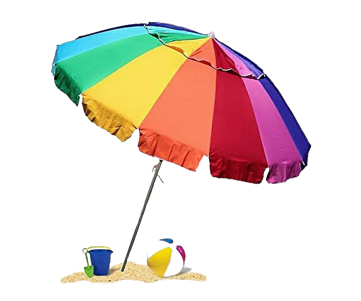 Summer Beach Umbrella Transparent Background (black, salmon, gold)