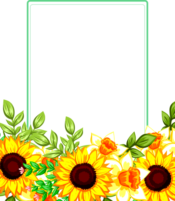 Sunflower Border Png Isolated Clipart (yellow, black, gray)