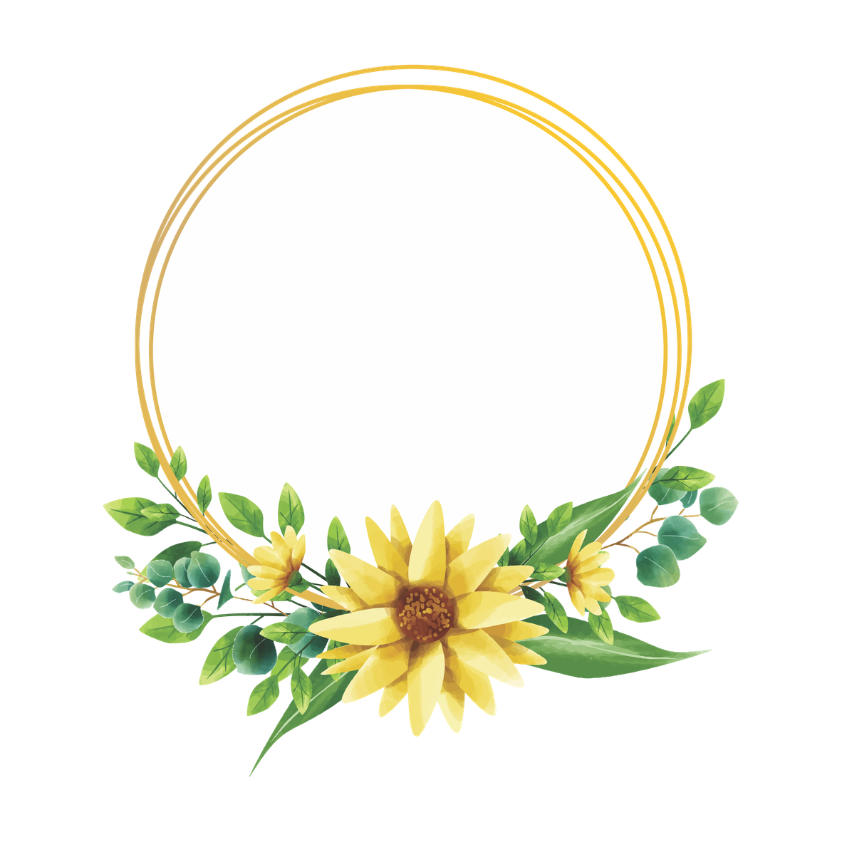 Sunflower Frame Png File (black, white)