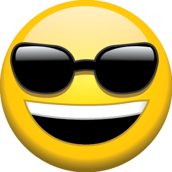 Sunglasses Emoji Transparent Background (gold, black, white)