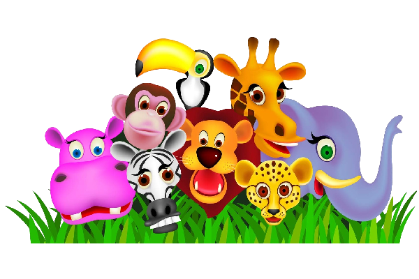 Jungle Animals Png Photo (silver, black, white, lime, orange)