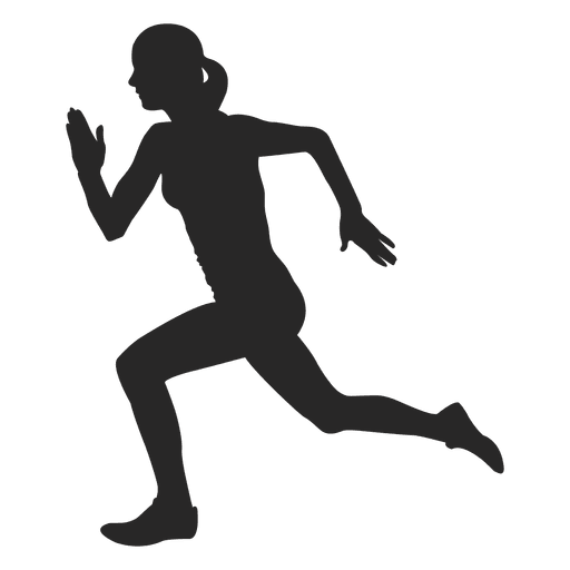 Running Female Athlete Png Transparent Image (gray, black)