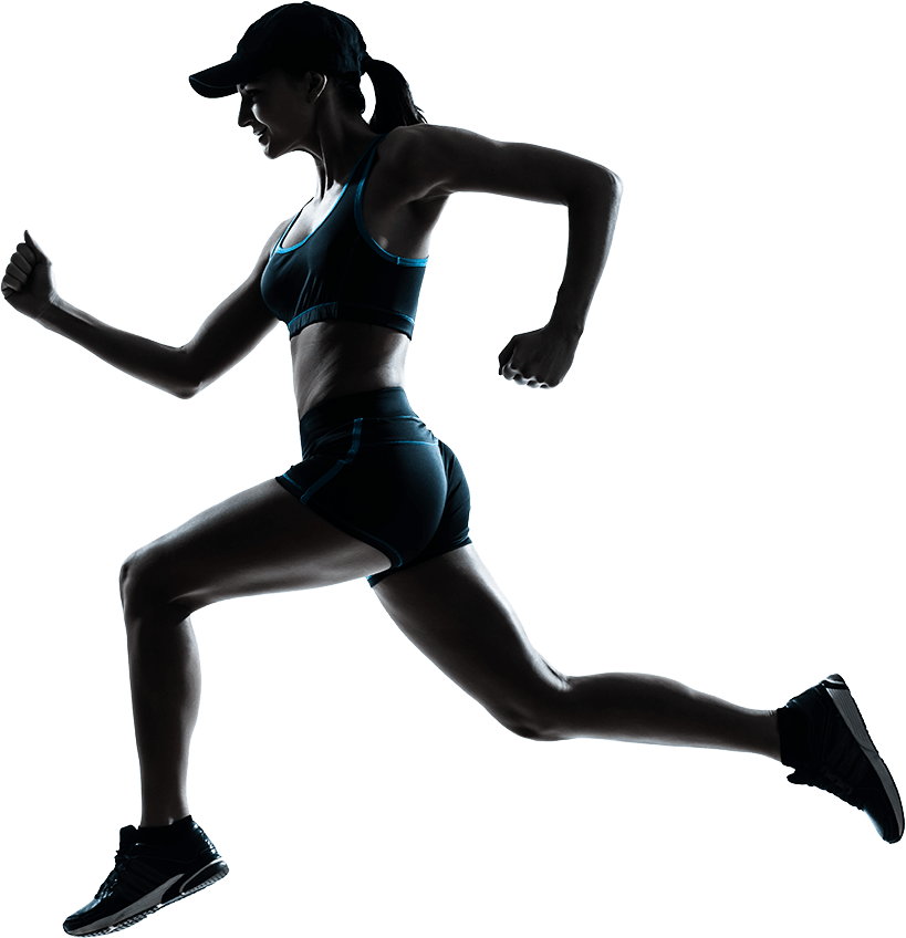 Running Female Athlete Transparent Png (black)