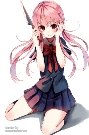 Yuno Gasai Png Image (black, beige, white)