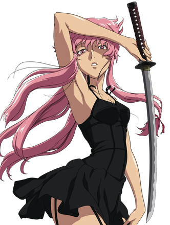 Yuno Gasai Png Transparent Picture (black, pink, gray)