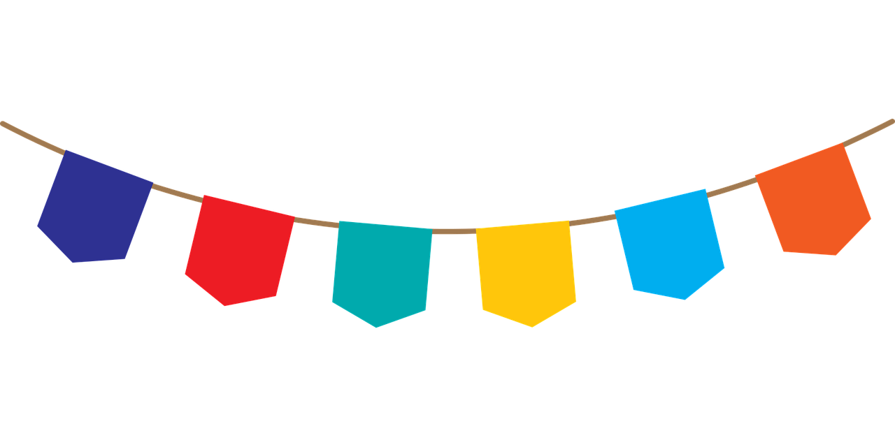 Bunting Png File (teal, indigo, black, red, chocolate)