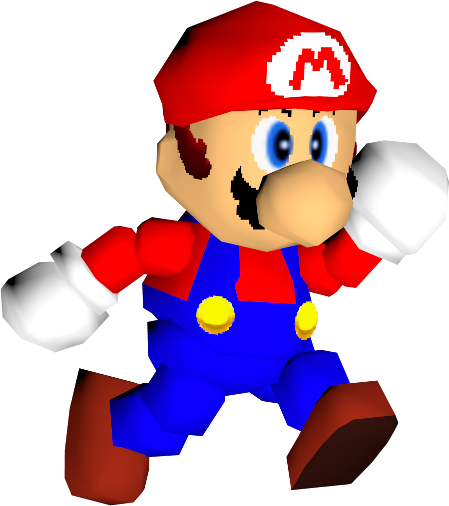 Super Mario 64 Png Isolated Photo (black, red, blue, white)