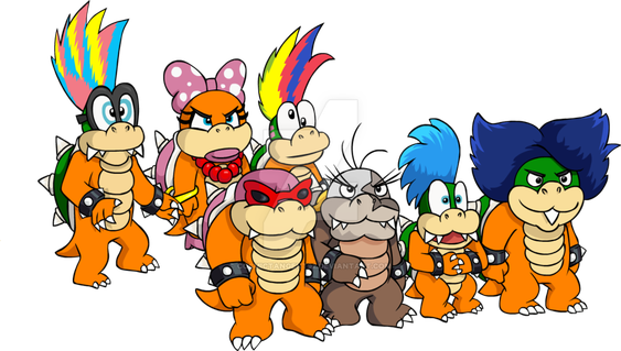 Super Mario Bros Koopalings Png Clipart (white, yellow, navy, orange, black)