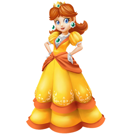 Super Mario Bros Princess Daisy Transparent Png (black, salmon, gold)