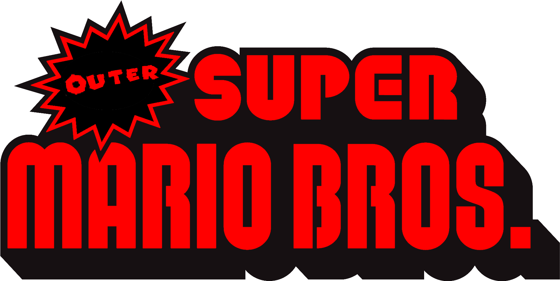 Super Mario Bros. Logo Png Isolated Pic (maroon, black, red)