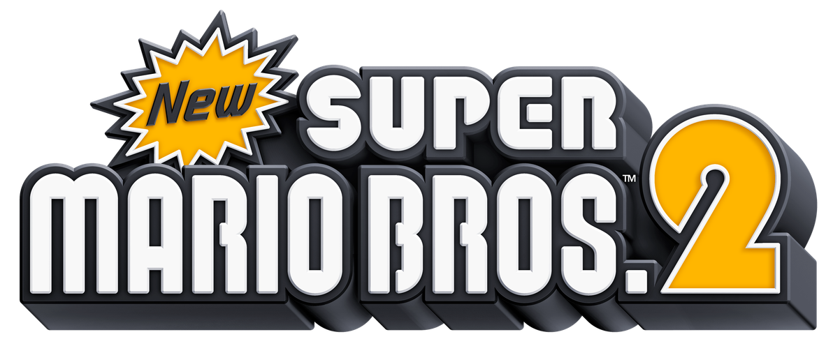 Super Mario Bros. Logo Png (black, orange, lavender, white)