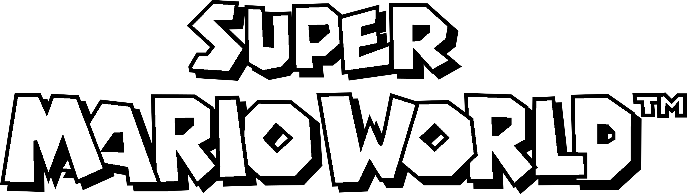 Super Mario World Logo Png Clipart (black, lavender, white)