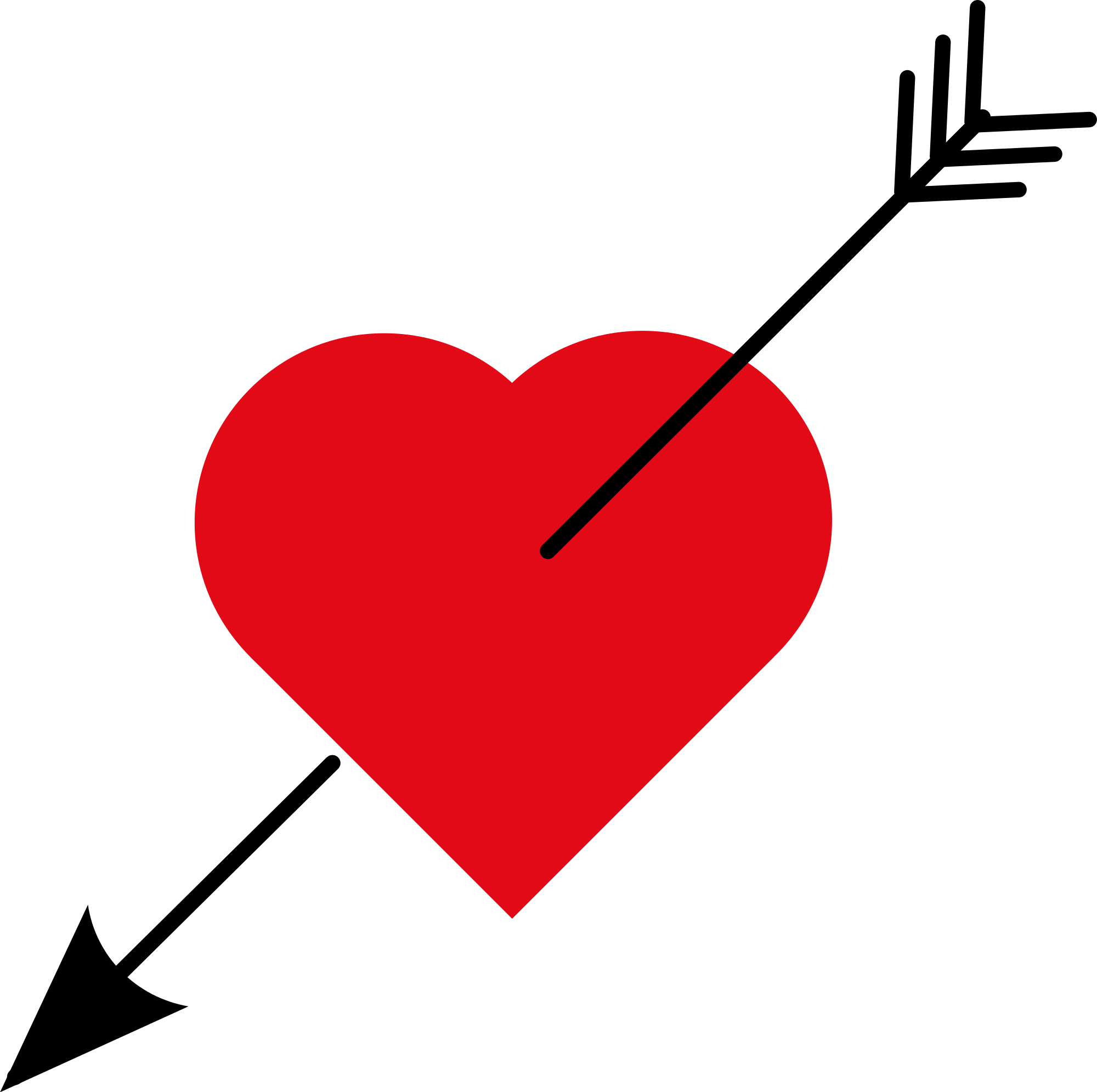 Cupid Arrow Heart Png File (black, red)