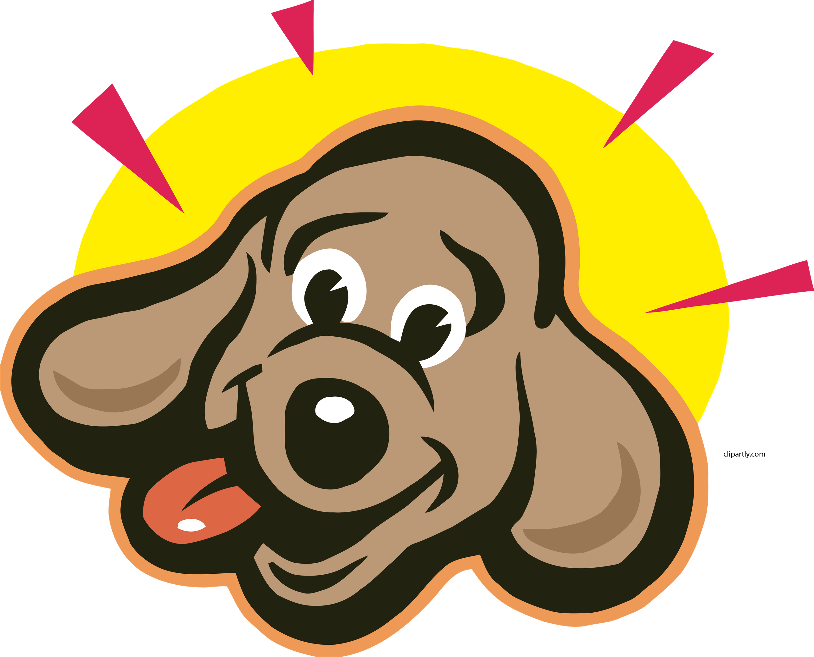 Puppy Dog Face Transparent Background (gray, salmon, yellow, black)